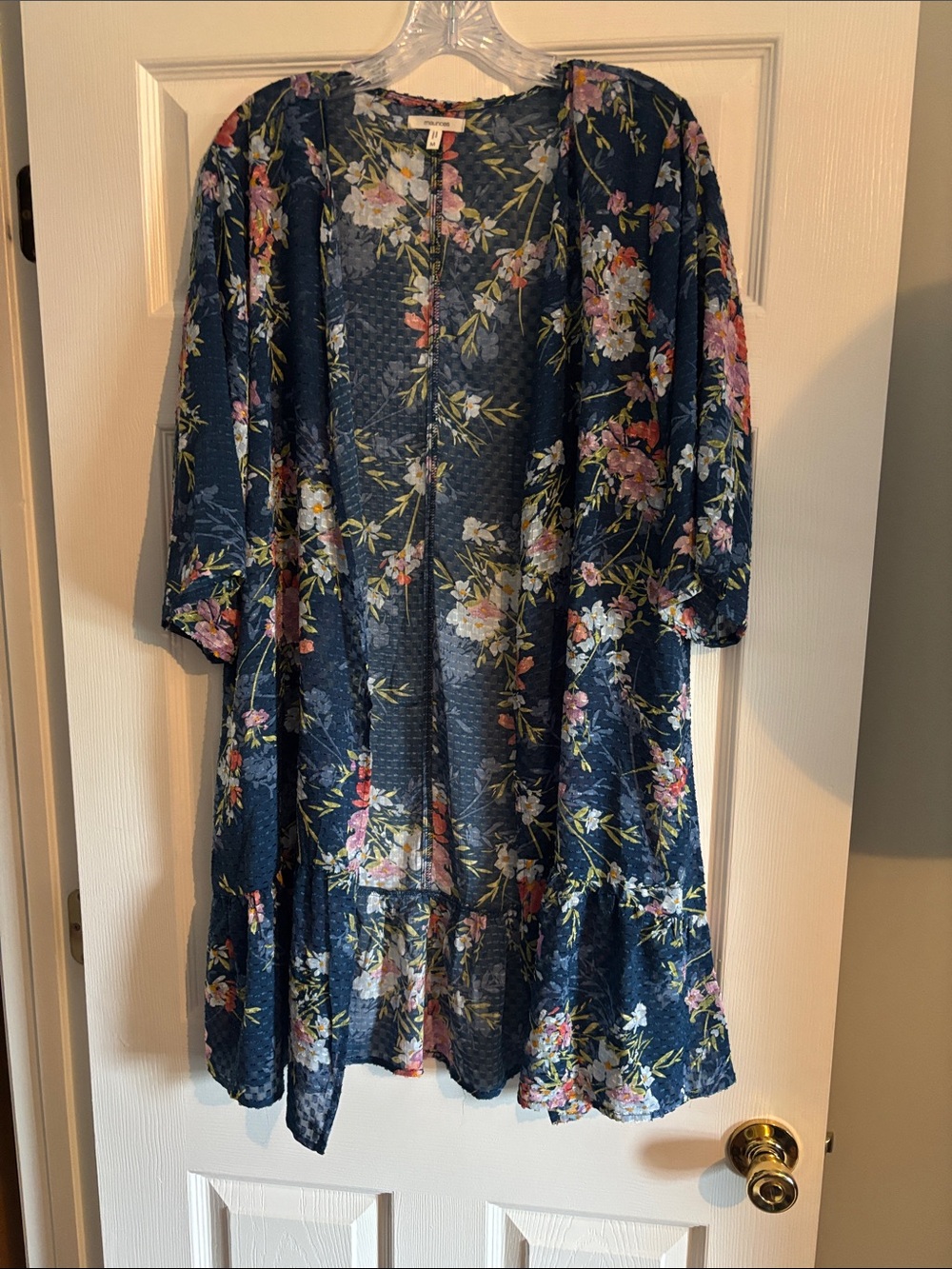 Blue Foral Summer Open Duster Size M